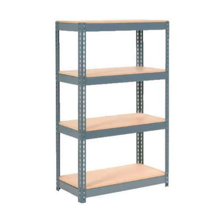Global Industrial 4 Shelf, Extra HD Boltless Shelving, Starter, 36inW x 12inD x 72inH, Wood Deck 255674